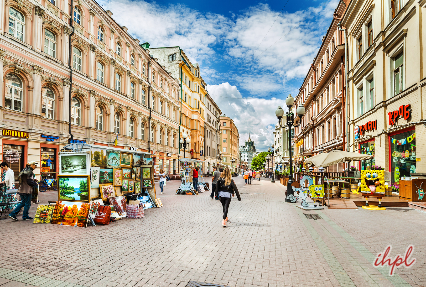 arbat street in the kremlin in moscow